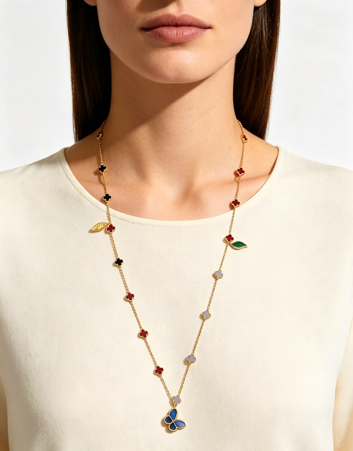 Van Cleef & Arpels Alhambra Gold Necklace with Butterfly pendant